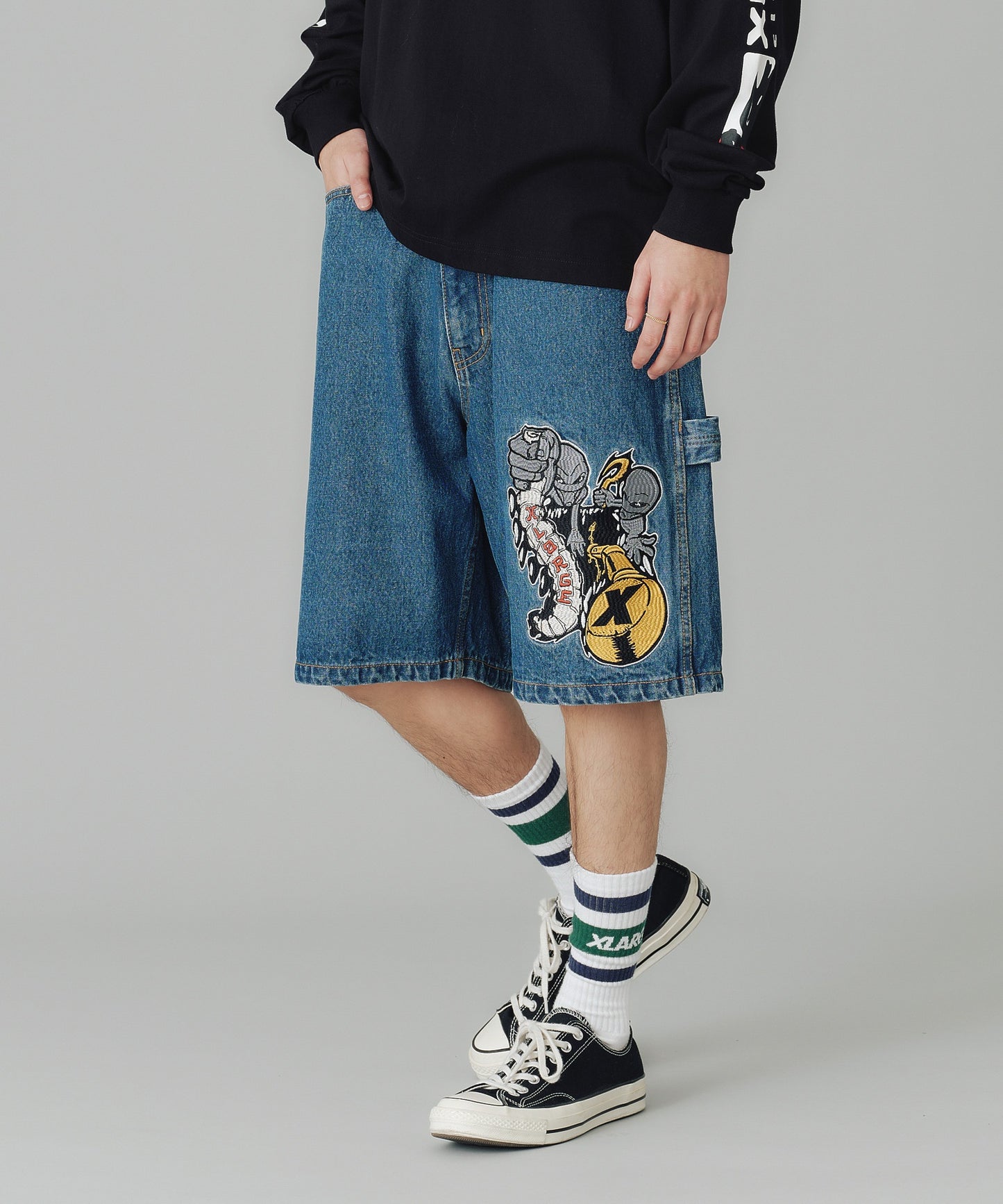 ALIENS DENIM SHORTS