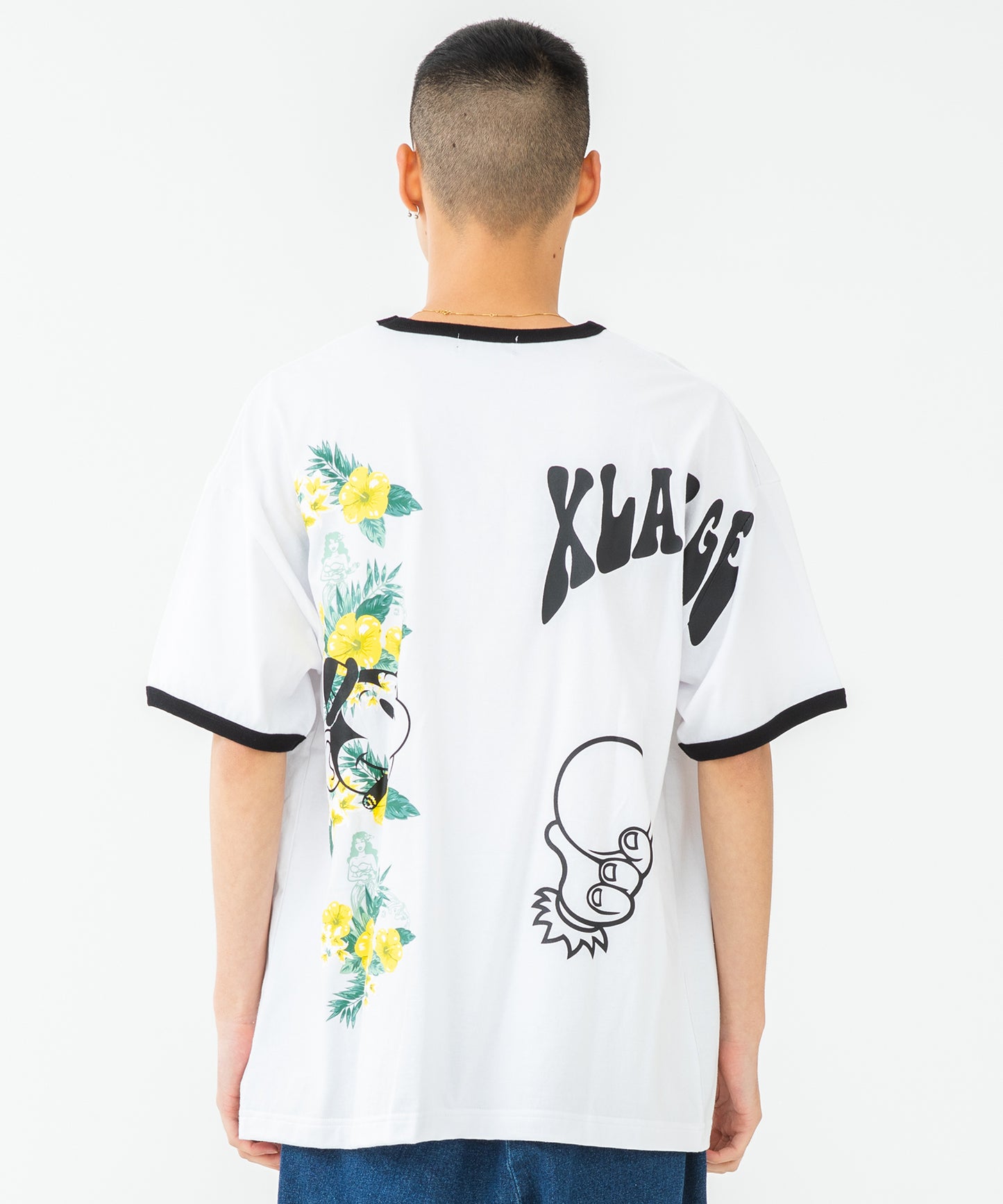 S/S FLORAL PRINT RINGER TEE T-SHIRT XLARGE