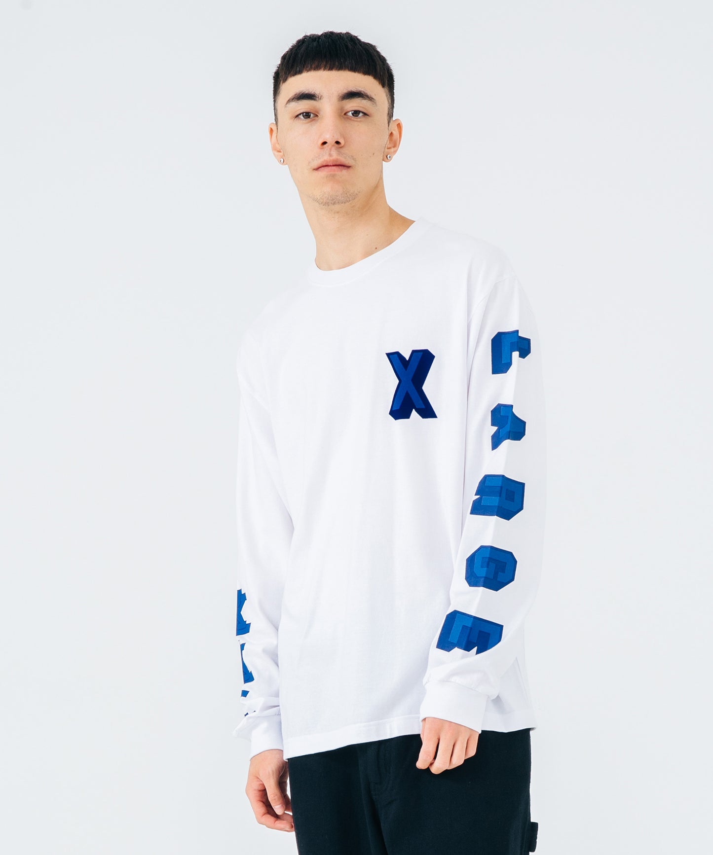 L/S TEE RAMDOM PRINT COLLEGE LOGO T-SHIRT XLARGE