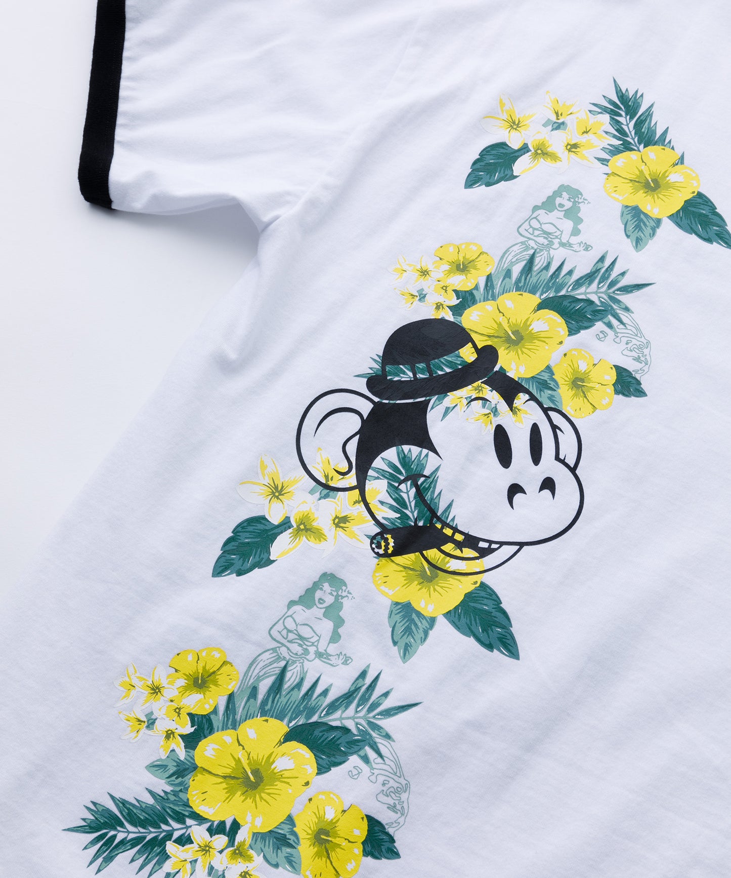 S/S FLORAL PRINT RINGER TEE T-SHIRT XLARGE