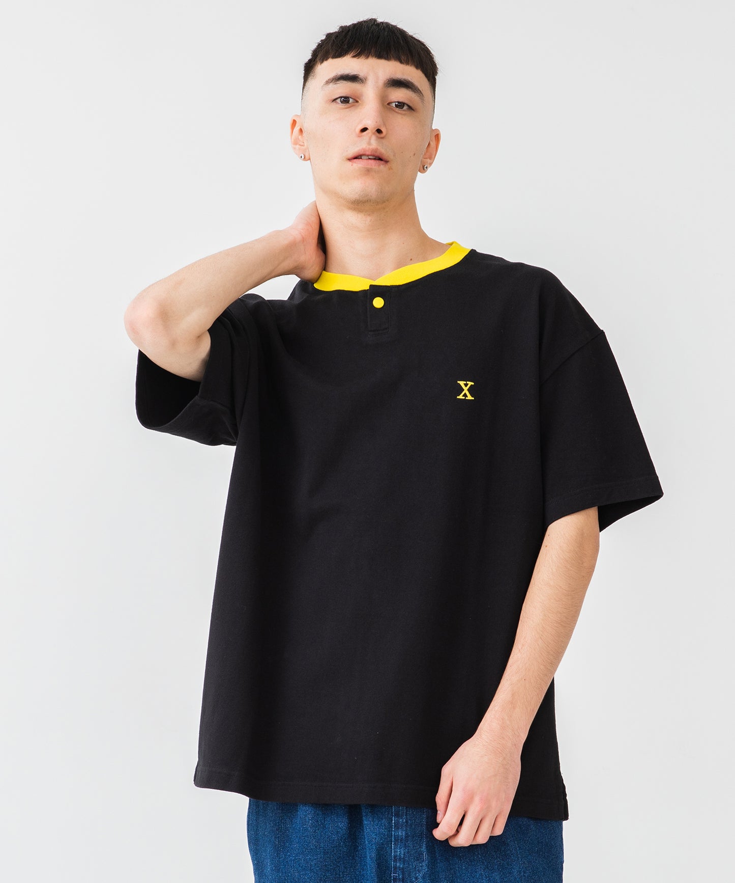 S/S HEAVYWEIGHT HENLEY NECK TEE T-SHIRT XLARGE