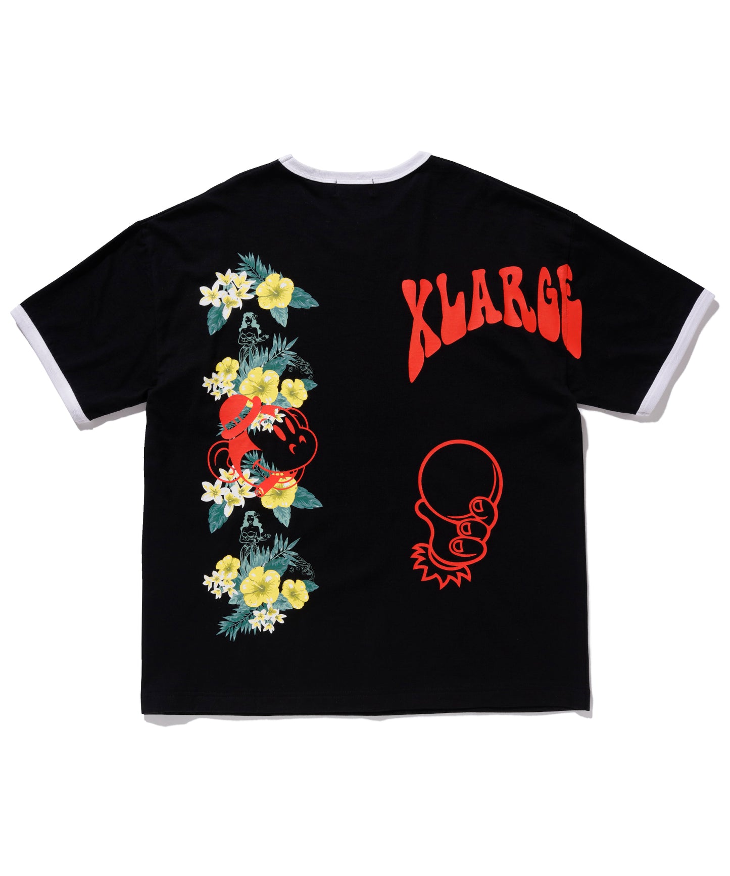 S/S FLORAL PRINT RINGER TEE T-SHIRT XLARGE