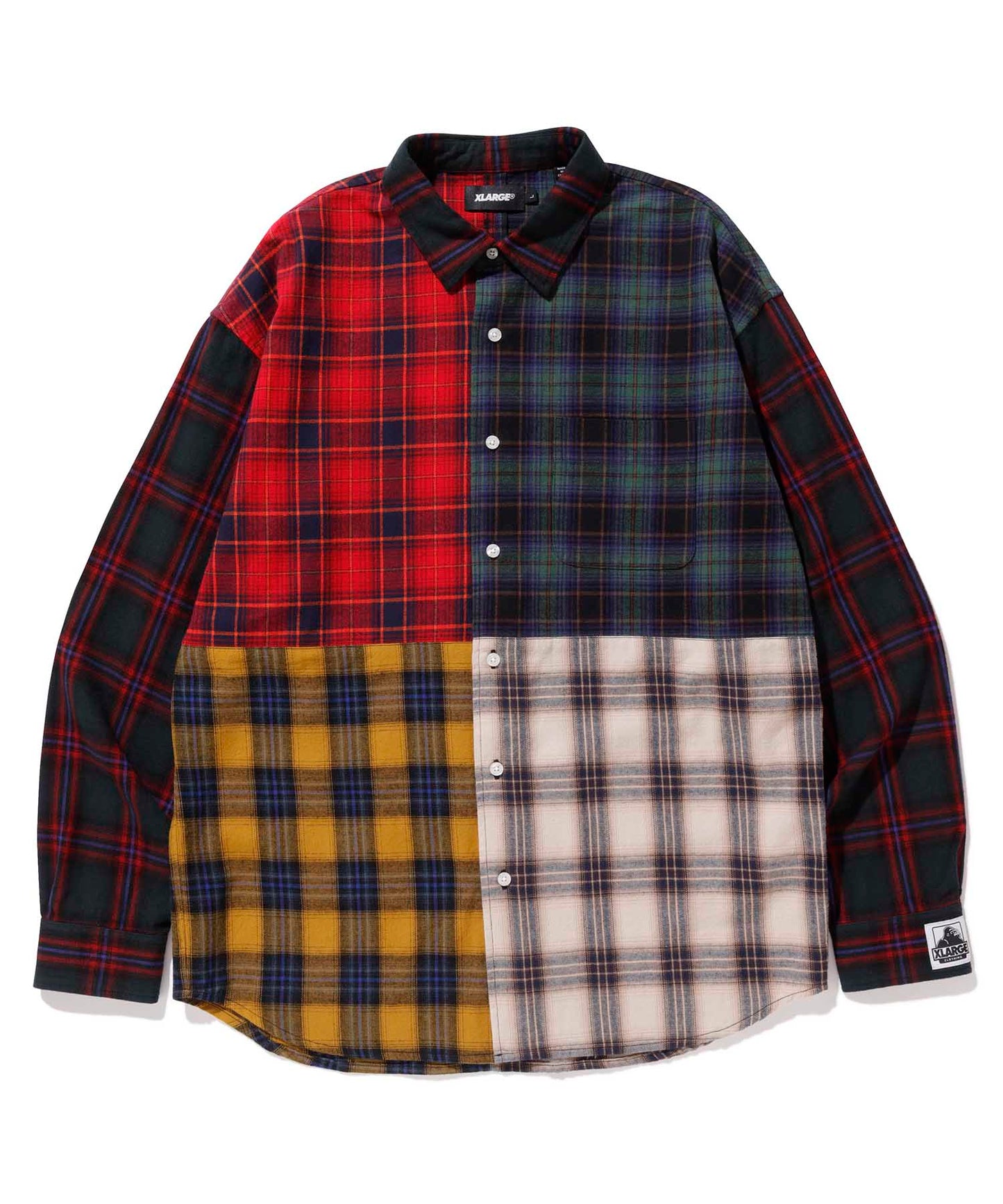 L/S PATCHWORK BUTTON UP SHIRT XLARGE