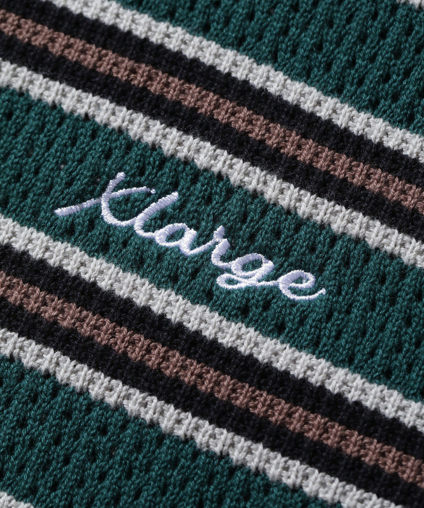 STRIPED MESH KNIT POLO SHIRT