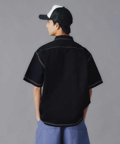 ZIP UP S/S WORK SHIRT