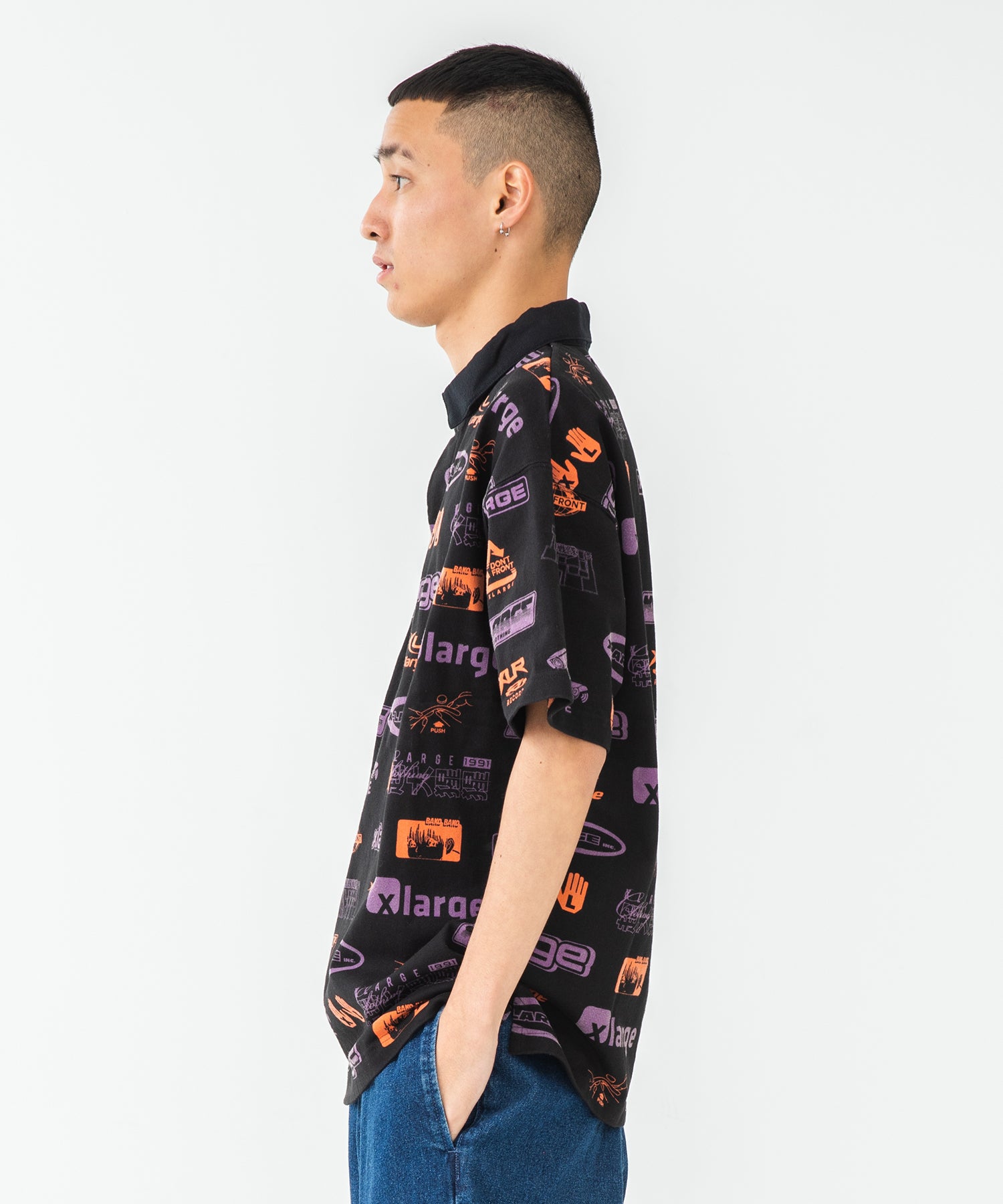 S/S ALLOVER PRINT RUGBY SHIRT KNITS XLARGE  