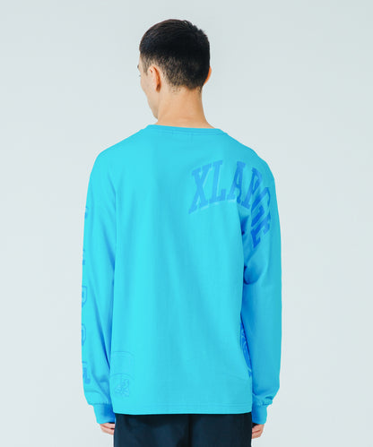 L/S TEE RAMDOM PRINT COLLEGE LOGO T-SHIRT XLARGE  