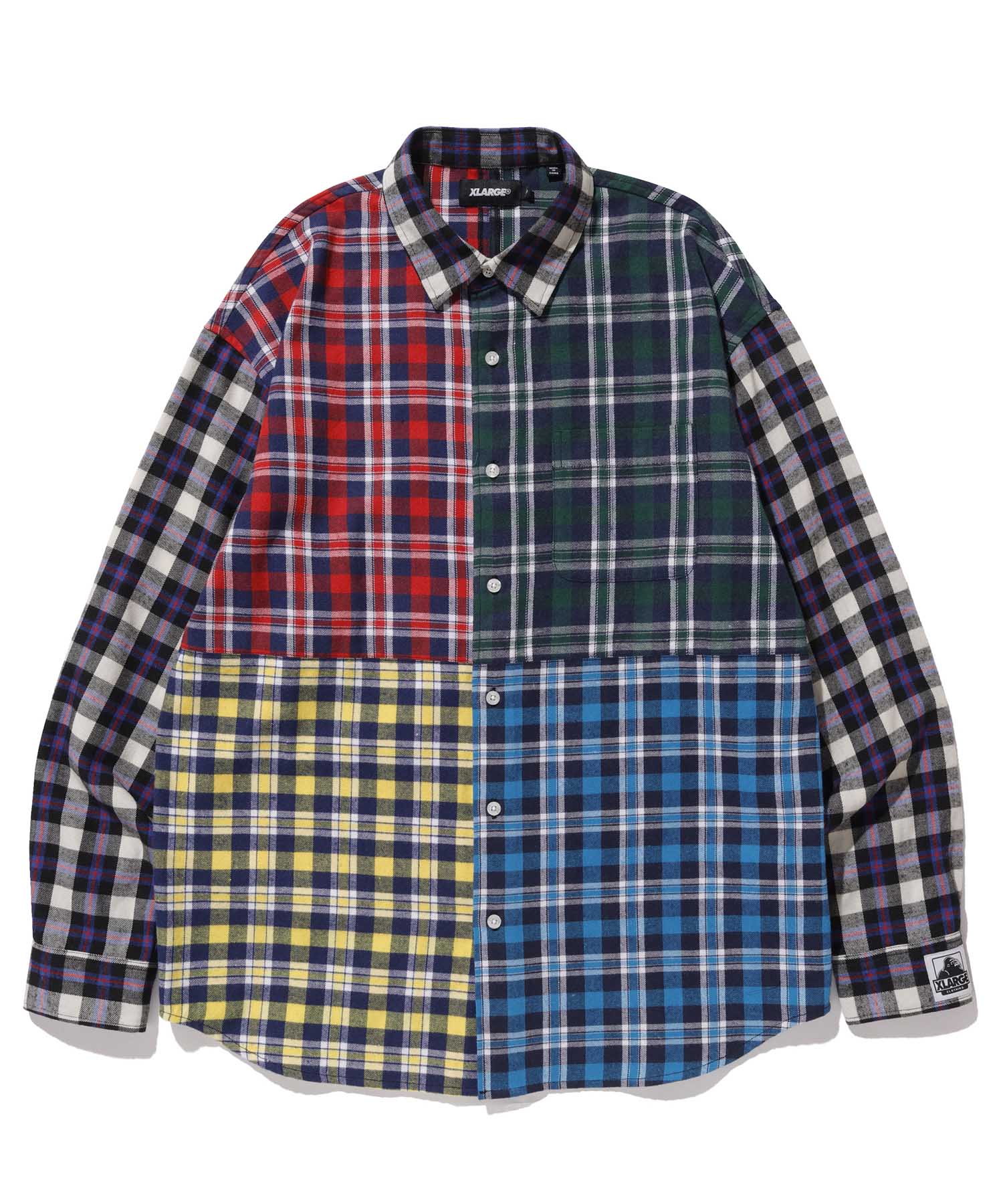 L/S PATCHWORK BUTTON UP SHIRT XLARGE  