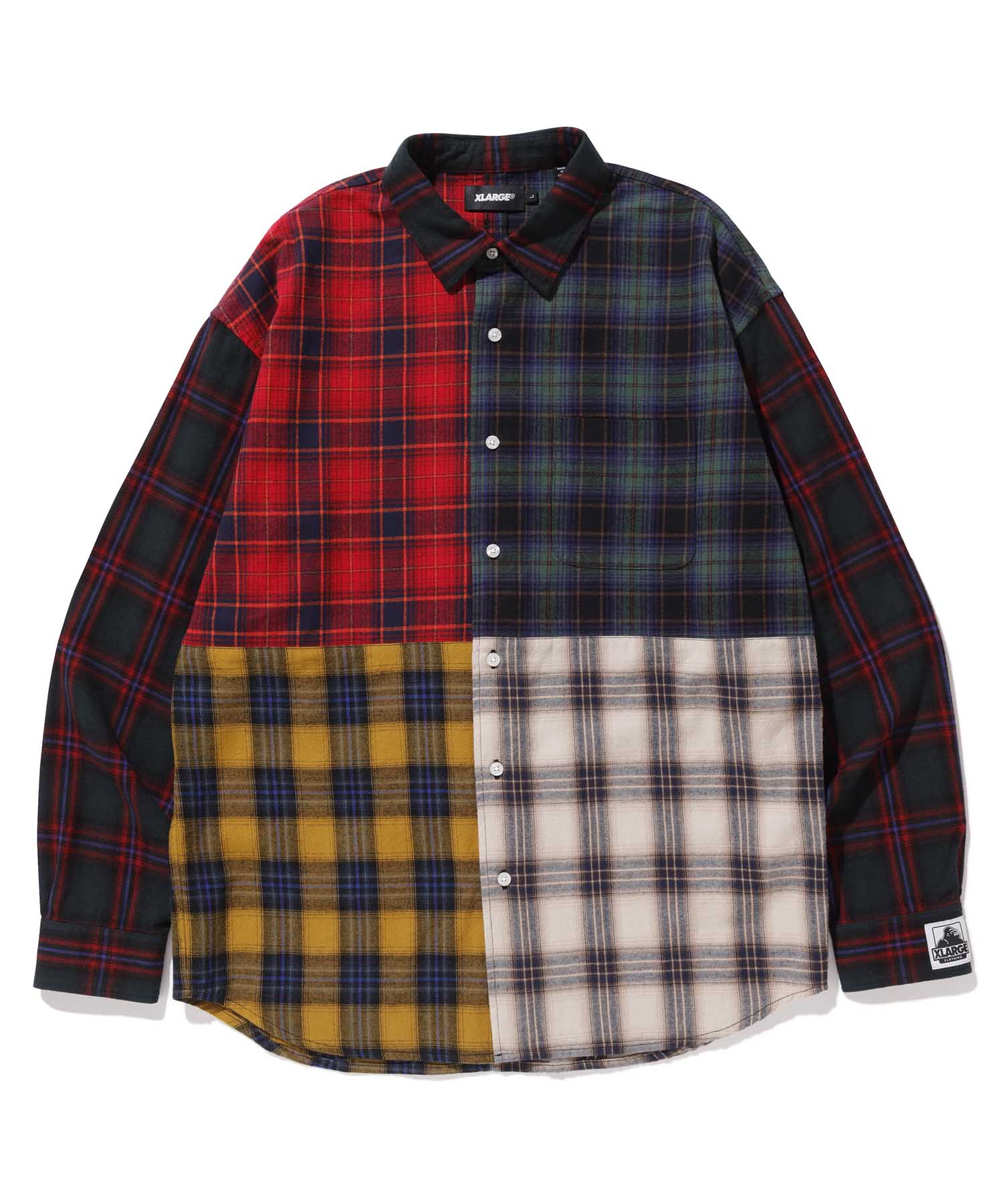L/S PATCHWORK BUTTON UP SHIRT XLARGE  