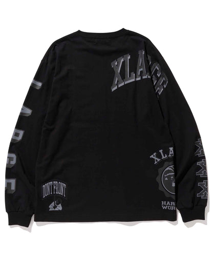 L/S TEE RAMDOM PRINT COLLEGE LOGO T-SHIRT XLARGE  
